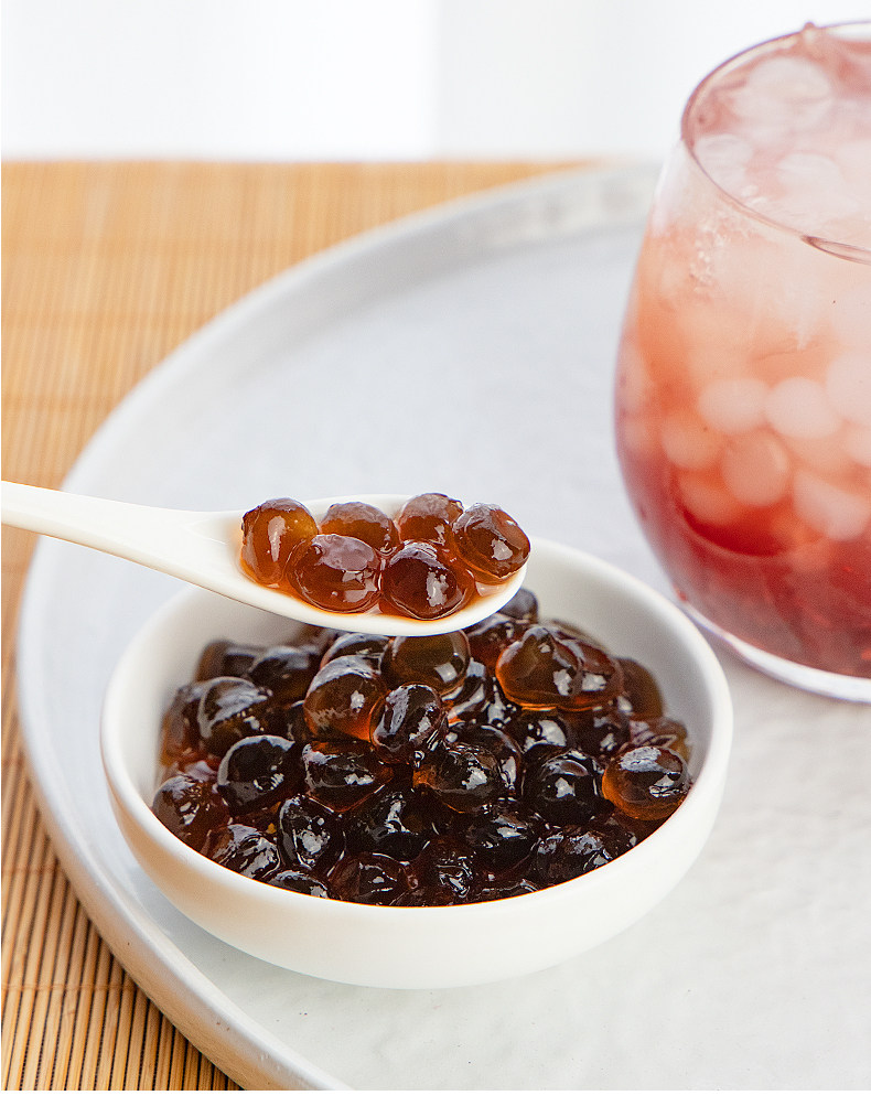 寒天qq晶球原味黑糖味晶球果冻免煮珍珠 爱玉冻水晶奶茶专用蒟蒻_濮院