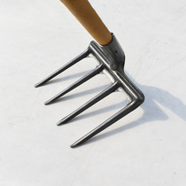 Agricultural manganese steel three-tooth hoe four-tooth nail rake for plowing the ground and loosening the soil pickaxe large household plowing land reclamation hoe gardening rake