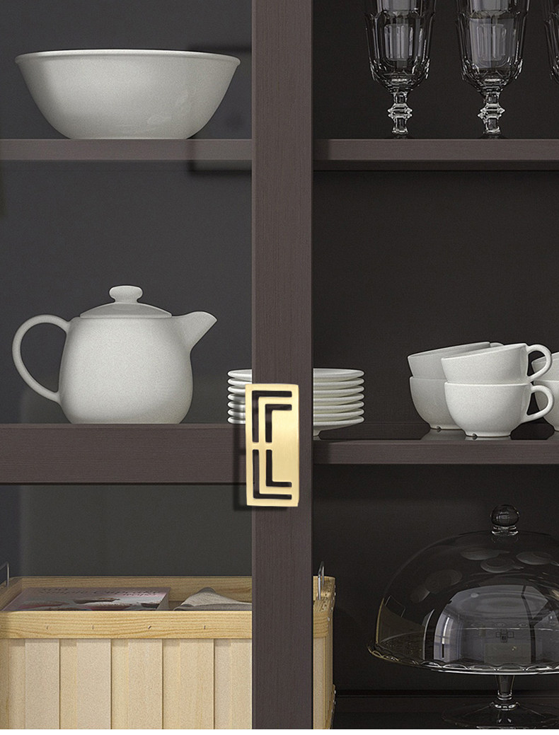 新中式门把手衣柜抽屉拉手柜门金色仿古五金橱柜子抽屉对装小拉手