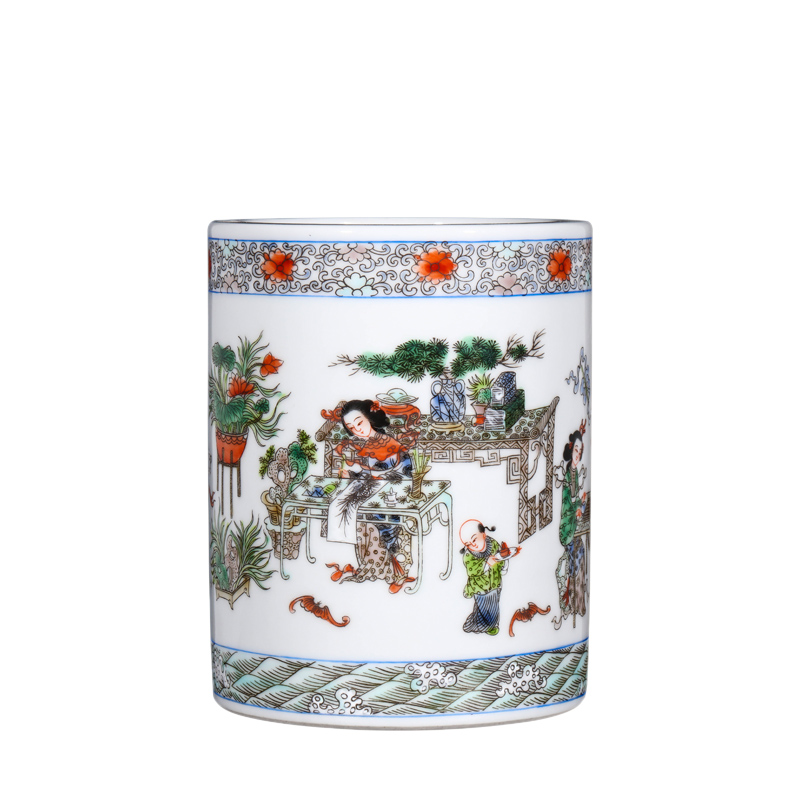 Jingdezhen ceramic figures antique porcelain vase hand - made pastel miscellaneous treasure "four items furnishing articles had pen container