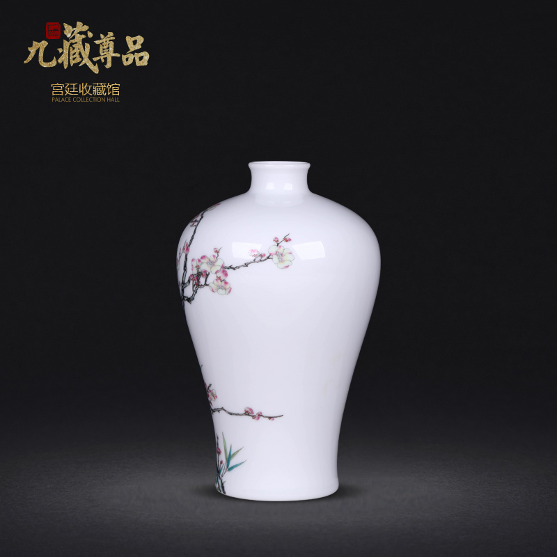 Jingdezhen ceramics imitation the qing qianlong hand - made long bamboo name plum flower name plum bottle decoration handicraft furnishing articles collection