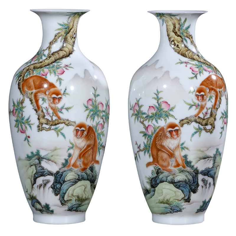 The Teacher handpainted pastel monkey sitting room porch rich ancient frame of new Chinese style decoration vase of jingdezhen ceramics furnishing articles