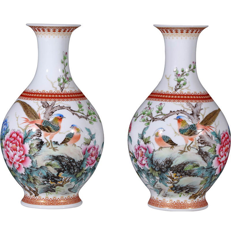 The Master of jingdezhen ceramics hand - made vases, Chinese style living room TV cabinet rich ancient frame flower arranging porch is decorated furnishing articles