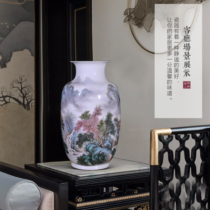 Jingdezhen ceramics Wang Guangtian hand - made lake xiuse vase Chinese style living room TV cabinet decorative furnishing articles arranging flowers