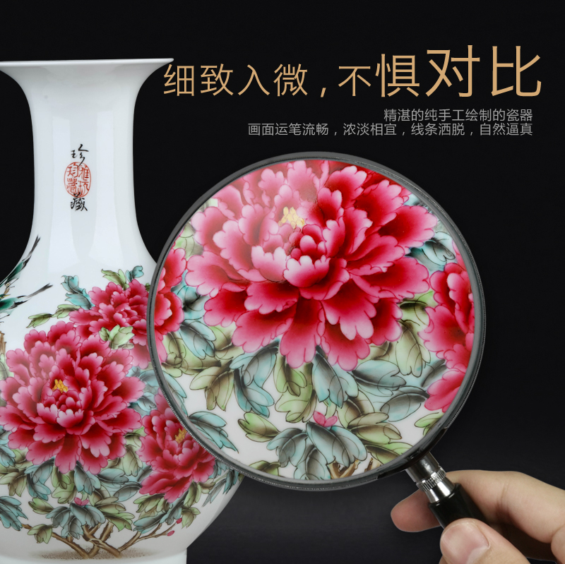 Jingdezhen ceramics master hand made peony vases, Chinese style living room porch TV ark, flower adornment furnishing articles