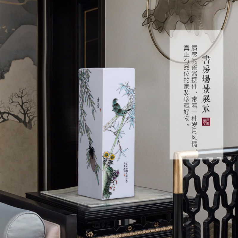 Jingdezhen ceramics household flower arrangement sitting room decorative vase furnishing articles imitation the qing qianlong hand - made powder enamel inlay