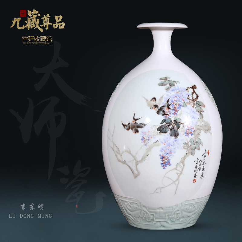 Jingdezhen ceramics dong - Ming li hand - made sabingga sukdun dergici jimbi vase Chinese style living room TV cabinet decorative furnishing articles arranging flowers