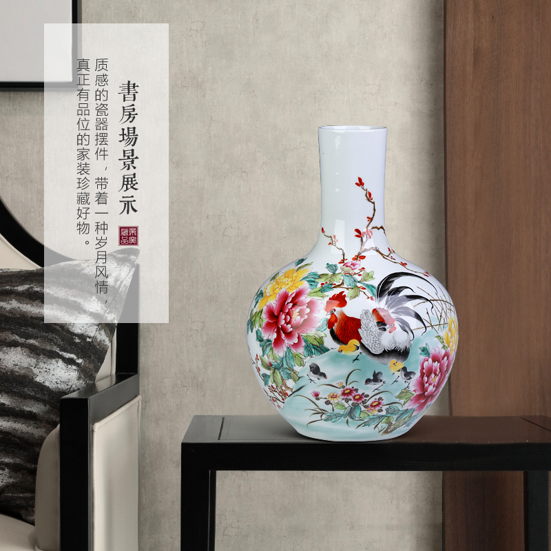 Master hand - made vases, jingdezhen ceramics rooster sitting room porch Chinese TV ark, flower arranging decorative furnishing articles