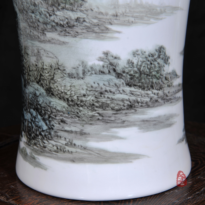 Jingdezhen ceramics dong - Ming li hand - made famille rose porcelain vase huangshan cloud home sitting room handicraft furnishing articles