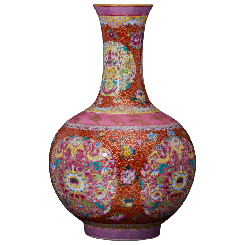 Jingdezhen ceramics imitation the qing qianlong hand - made paint powder enamel bottle collection sitting room home decoration furnishing articles