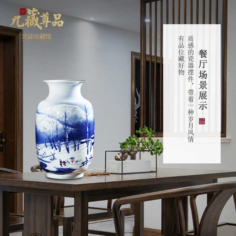 Jingdezhen blue and white snow master hand - made ceramics thin body new Chinese style household porcelain vase sitting room adornment is placed