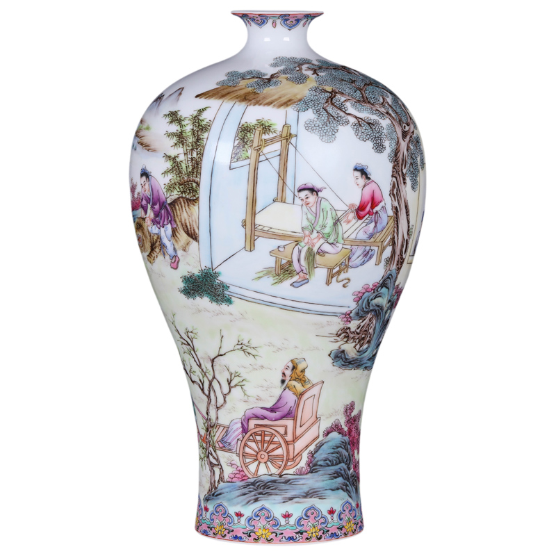 Jingdezhen ceramics twelve filial piety pastel hand - made vases mei bottles of furnishing articles flower arranging the modern home decoration decoration