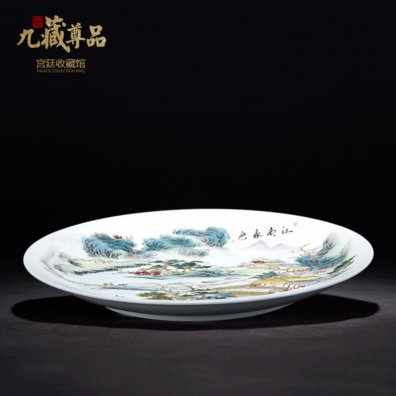 Jingdezhen ceramics decoration hanging dish modern Chinese jiangnan spring sitting room sat dish dish handicraft