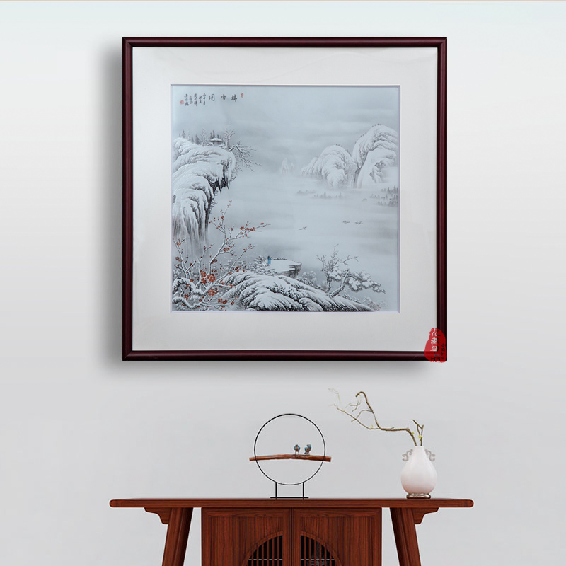 Jingdezhen ceramics Zhou Xiaohui hand - made snow adornment picture porcelain plate mural paintings of Chinese style living room furnishing articles