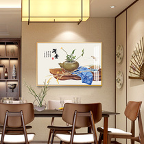 New Chinese restaurant decoration painting dining room single horizontal version creative warm kitchen mural tea room hanging painting Zen tea ceremony