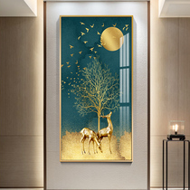 Nordic entrance decorative painting modern simple aisle mural corridor vertical version of the deer living room wall hanging painting atmosphere