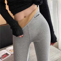 Leggings women autumn and winter plus velvet thickened outer wear small man high waist waist thin 2021 new Joker pants