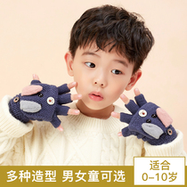 Childrens gloves Autumn and winter girls and boys autumn thin children spring and autumn primary school students write five and a half fingers clamshell