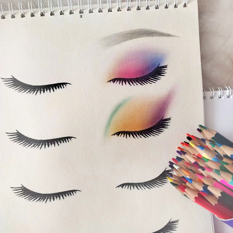 25年眼影眼线纸上化妆图纸妆眼影练习册彩妆眼型练习化妆师入门