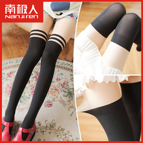 Antarctic Japanese cute stockings pantyhose womens thick anti-hook stockings womens bottom socks black flesh color white thin