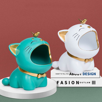 Naughty lucky cat entrance key storage ornaments living room moving housewarming new home gift wine cabinet home decorations