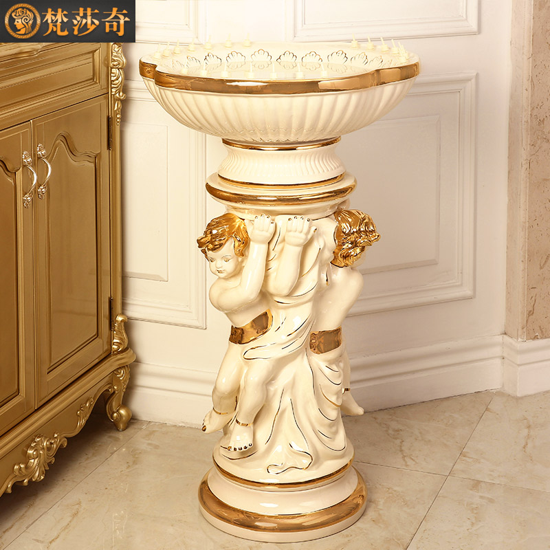 Water furnishing articles feng shui plutus European - style home sitting room ground humidifier gear shop ceramic fountain decorations