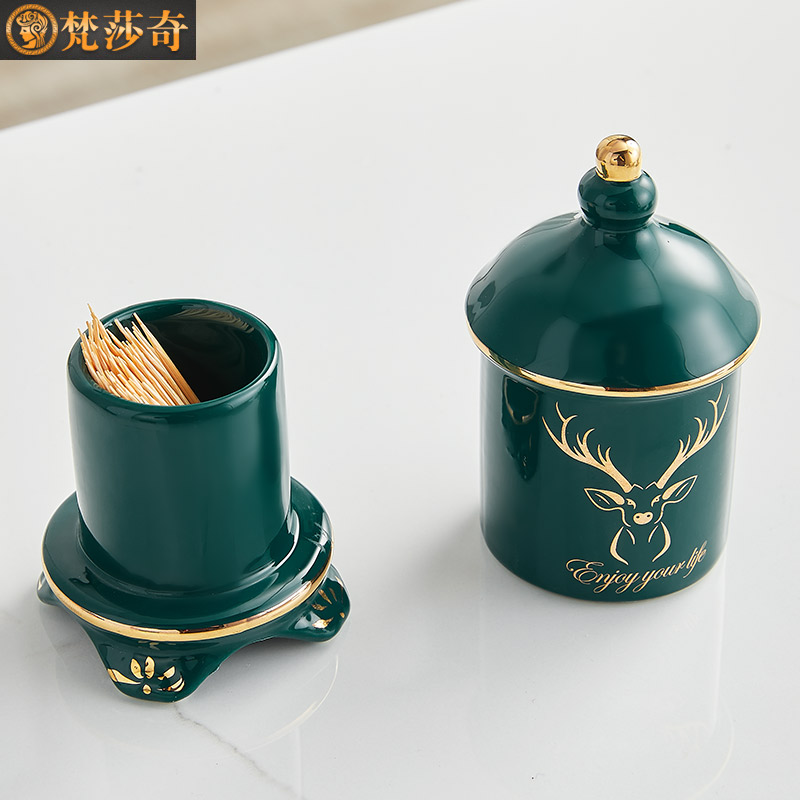 Toothpicks extinguishers creative household table sitting room place the Nordic high - end home decoration cotton toothpick box of ceramic hotel