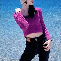 Purple Square Collar Long Sleeve Blouse Women 2022 Fall New body Slim Design Sensation with a little crowdsourced knit cardigan