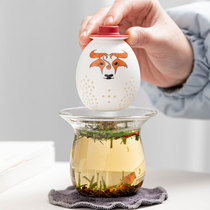 Cow rest Golden Egg Travel tea set Outdoor carrying bag Kung Fu cup one pot two cups Personality creative express cup