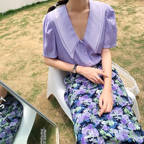 Love Roswell Big code Bubble Sleeves White Shirt Woman Augen Yarn Doll Collar Gentle Blouse Sweetness Woman 2022 Summer sweatshirt