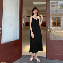 Love Rosary Large code hanging band dress lukewarm wind small black dress woman Summer temperament Andromeda Skirt Style Long dress with dress