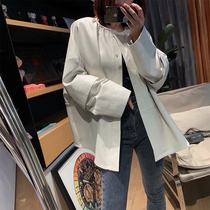  Mandy mom limited designer imported Italian chao soft sheepskin leather leather round neck jacket female