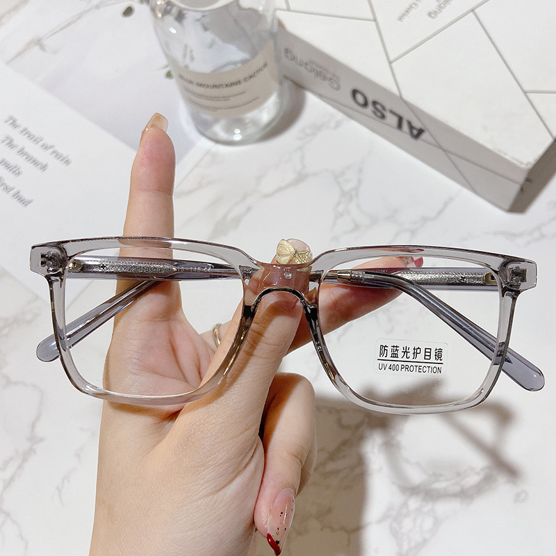 小红书透明灰眼镜框男女轻大框tr90复古近视眼镜防蓝光方框眼镜架