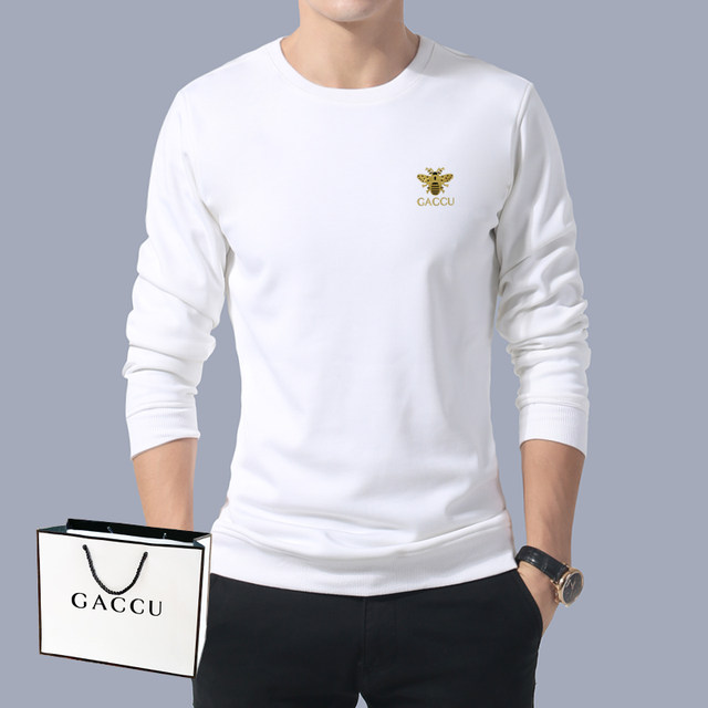 Autumn and winter in Europe station Bee home cool odd double G men's long-sleeved T-shirt Qiuyi cotton sweater large code base shirt Autumn and winter in Europe station Bee home cool odd double G men's long-sleeved T-shirt Qiuyi cotton sweater large code base shirt