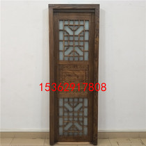 Antique solid wood flower panel door Rural retro log flower window door Villa garden flower grid door room door custom factory