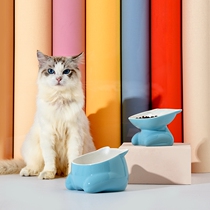 High temperature ceramic tilted cat bowl pet bowl cat bowl with cervical spine pet water bowl