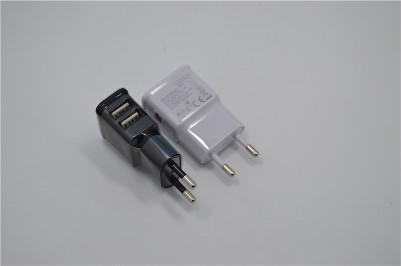 手机圆头充电器 三星欧规双口usb充电器插头5v2a 韩国欧洲批发_7折