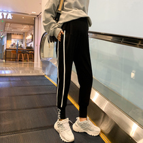 Pregnant women pants autumn wear trousers loose fashion casual plus velvet black base sweatpants autumn and winter tide mother