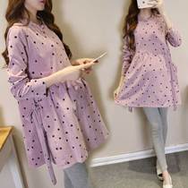 Pregnant women spring dress 2021 new hot mom fashion doll skirt loose size Korean belly coat top tide
