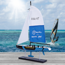 Living room American style sailing boat model decoration assembly Mediterranean wine cabinet Single sail wind Shun boat model small wooden boat decoration