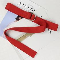 Super long double ring buckle dress beige young man cloth belt orange simple mens belt fashion