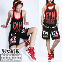 Summer sports vest hip hop pants street dance jazz dance performance clothes mens and womens suit loose casual skateboard middle pants