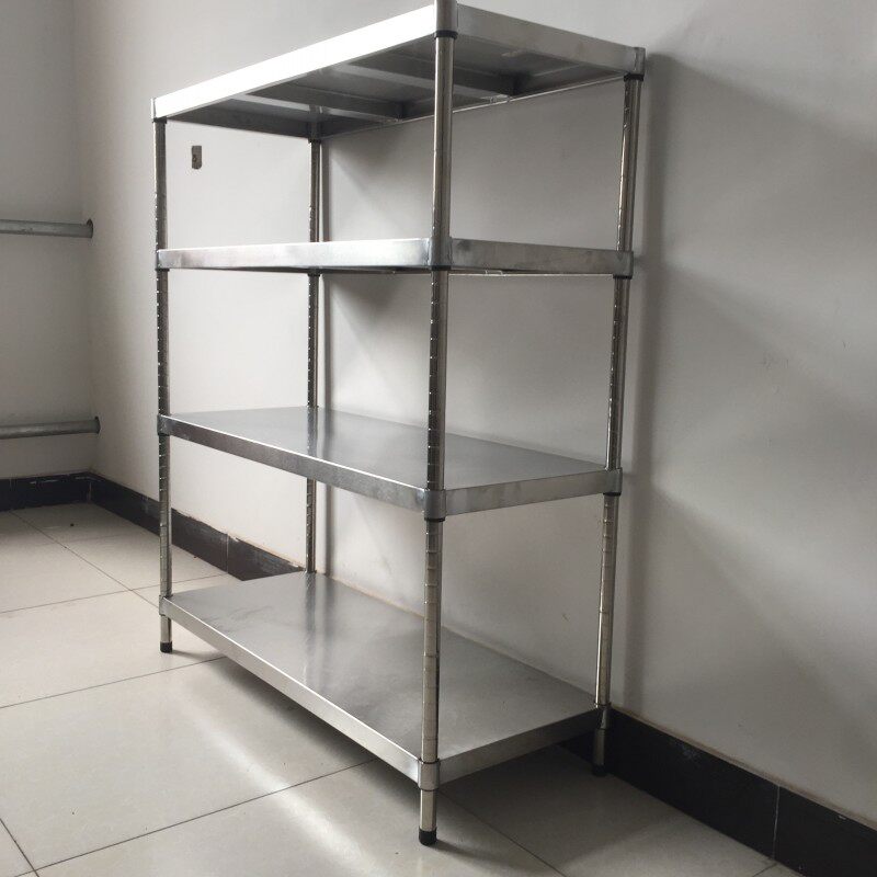 不锈钢货架厨房置物架4层加厚落地架子厨房酒店厨具微波炉收纳架