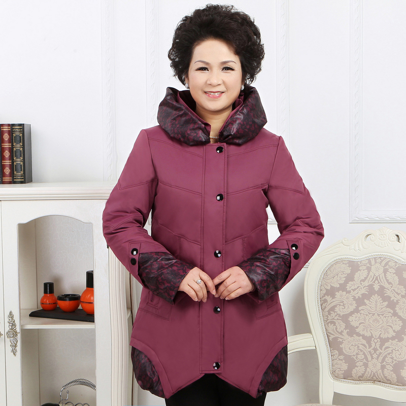歌路雅妈妈羽绒服女 中老年 韩版修身中长 半高领 加肥大码冬外套
