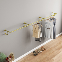 Clothing store wall rack display rack hanging hanger womens clothing store side hanging wall shelf Iron Gold childrens clothing hanging