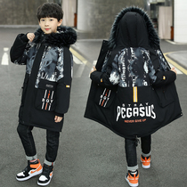 Korean big boys winter thick cotton coat 2022 new children's down jacket mid-length cotton padded jacket