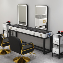 Barber shop mirror shop hairdresser hairdresser hairdresser dedicated double-sided mirror network red belt lamp hot LED lamp integrated makeup mirror