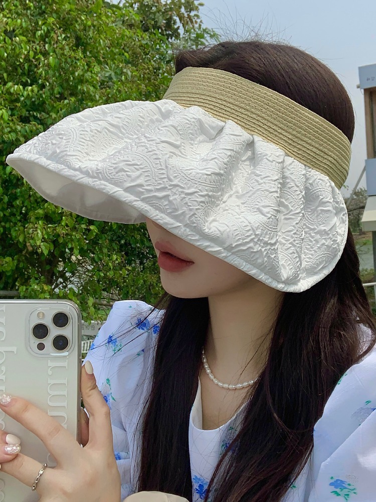 Sun-Proof Sun Protection Hat Women's Summer Topless Hat Travel Big Brim UV Protection Temperament Wild Sun Hat Tide Straw Hat