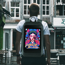 Research color black King Kong trend hard shell led display advertising backpack screen school bag on behalf of the rider backpack