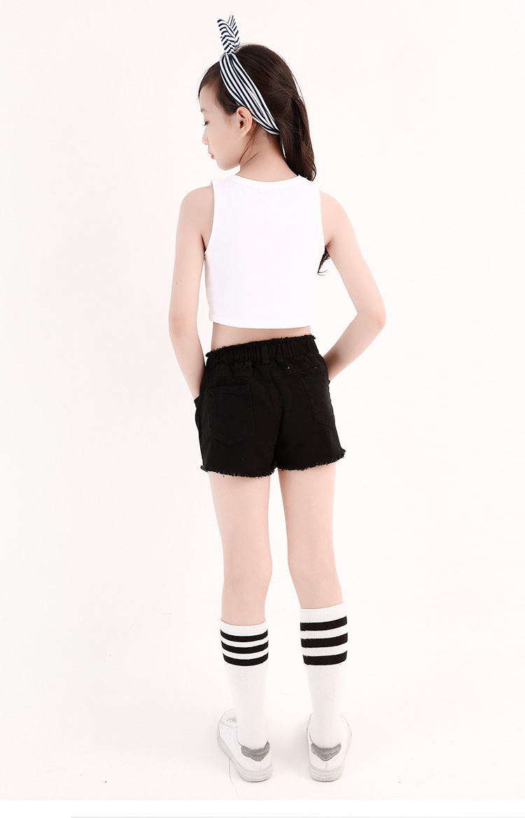 儿童现代爵士舞蹈衣服个性女童露脐背心套装嘻哈夏女孩街舞演出服